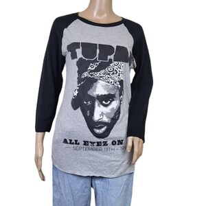 Tupac Rap Music Henley Baseball Tshirt All Eyez on Me 1996